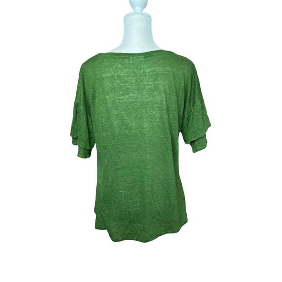 J. Jill women Love Linen relaxed blouse solid Green Knit Sz Small - Picture 2 of 8